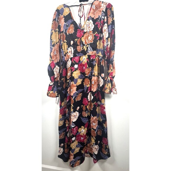 Band Of The Free Floral Hi-Lo Wrap Maxi Dress Black Berry NEW Cottagecore Large - Picture 7 of 9